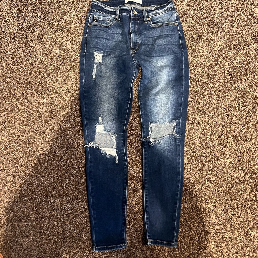 KanCan Midnight Blue Ripped Skinny Jeans